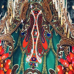 Шарф из шерсти кизил на зеленом фоне 178*66 арт.П11