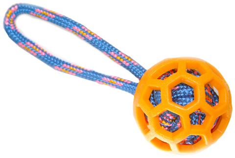 NEMS игрушка резиновый мяч 7.6 см с  цветной веревкой
