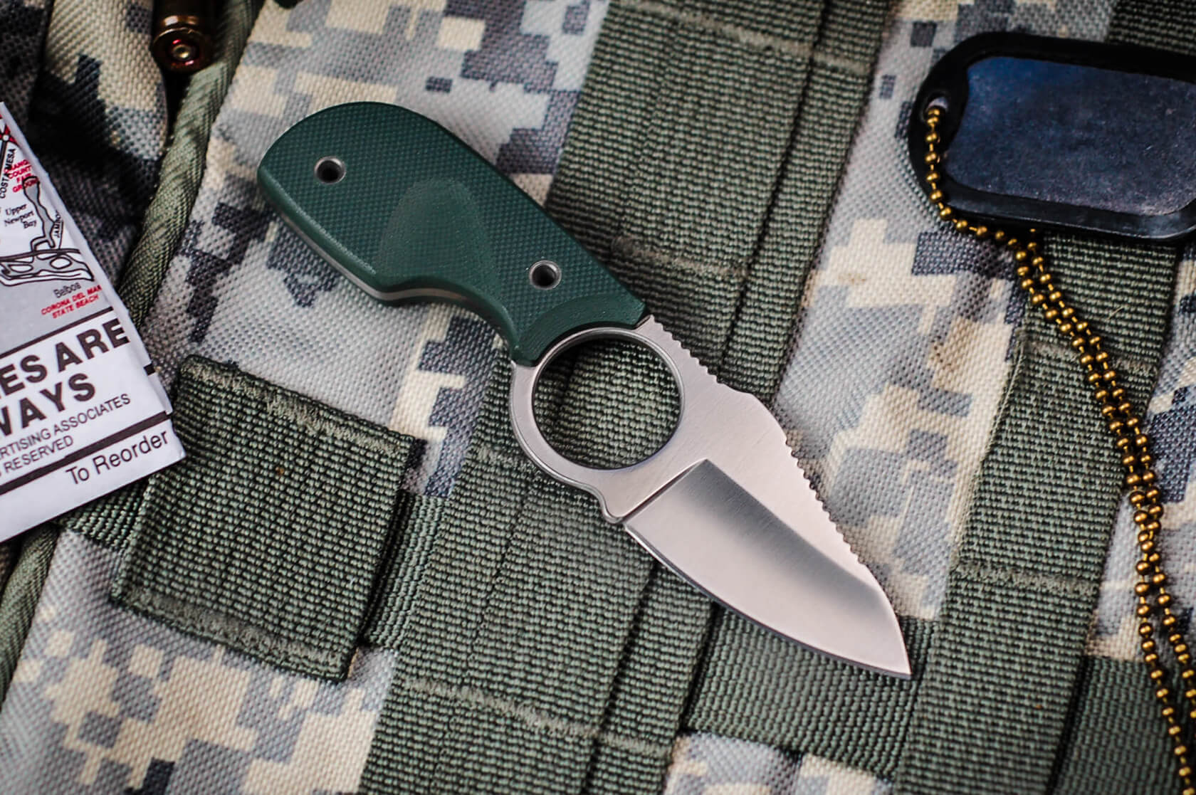 Шейный нож Amigo X D2 Satin Green - Kizlyar Supreme