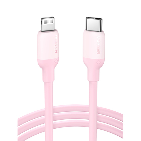 Кабель UGREEN USB-C to Lightning Silicone Cable, 1 м, розовый US387