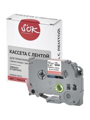 Кассета с лентой S'OK by Sakura Printing TZEFX431 для Brother,  черный на красном, 12мм, 8м , наклейка