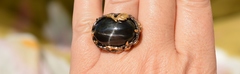 Шелли- обсидиан(серебряное кольцо с позолотой)