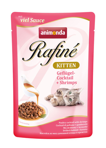 Animonda Rafine Kitten Poultry Cocktail с мясом домашней птицы и креветками для котят