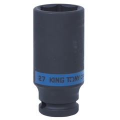 KING TONY (443527M) Головка торцевая ударная глубокая шестигранная 1/2", 27 мм