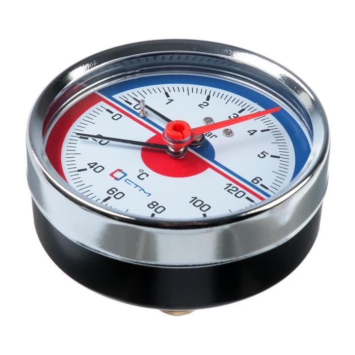 Термоманометр CTM, аксиальный, Дк 80 мм, 0.6 МПа, наружная резьба 1/4 ...