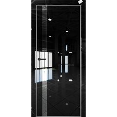 Купить Межкомнатная дверь глянец Pt 7 Платина crystall black алюминиевая кромка Al остеклённая