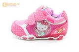 Светящиеся кроссовки для девочек Хелло Китти (Hello Kitty) на липучках, цвет розовый, мигает картинка сбоку. Изображение 3 из 15.