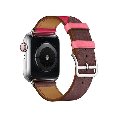 Ремешок кожаный COTEetCI W36 Fashoin Leather (WH5260-44-BRR) для Apple Watch 44мм/ 42мм (short) Коричневый-Розовый