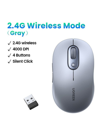 Мышь  UGREEN M556 (75128) Wireless Mouse 2.4GHz, серый