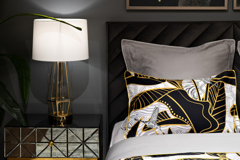 Постельное белье 1.5 спальное Garda Decor Тропики золото/серое