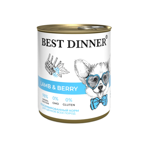 Best Dinner Ягненок с ягодами для собак (упаковка 6 шт * 850 г)