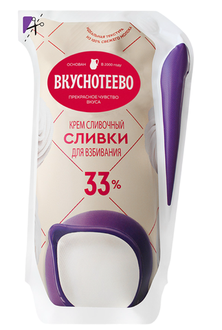 Сливки Вкуснотеево 33% ультрапаст 250г, шт