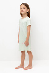 сорочка  для девочки  К 1180/зеленая лилия,ландыши