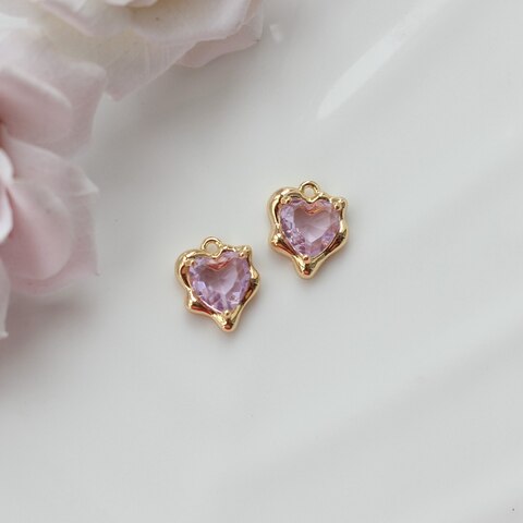 УЦЕНКА!!! Подвеска Сердце с фианитом 13*11 мм, сиреневый, позолота, У057