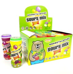 Конфеты-драже «SOURS MIX» со вкусом лимона, клубники и черники ZVN ™ БАЛАБОЛ ™ 12г*20 шт*24бл