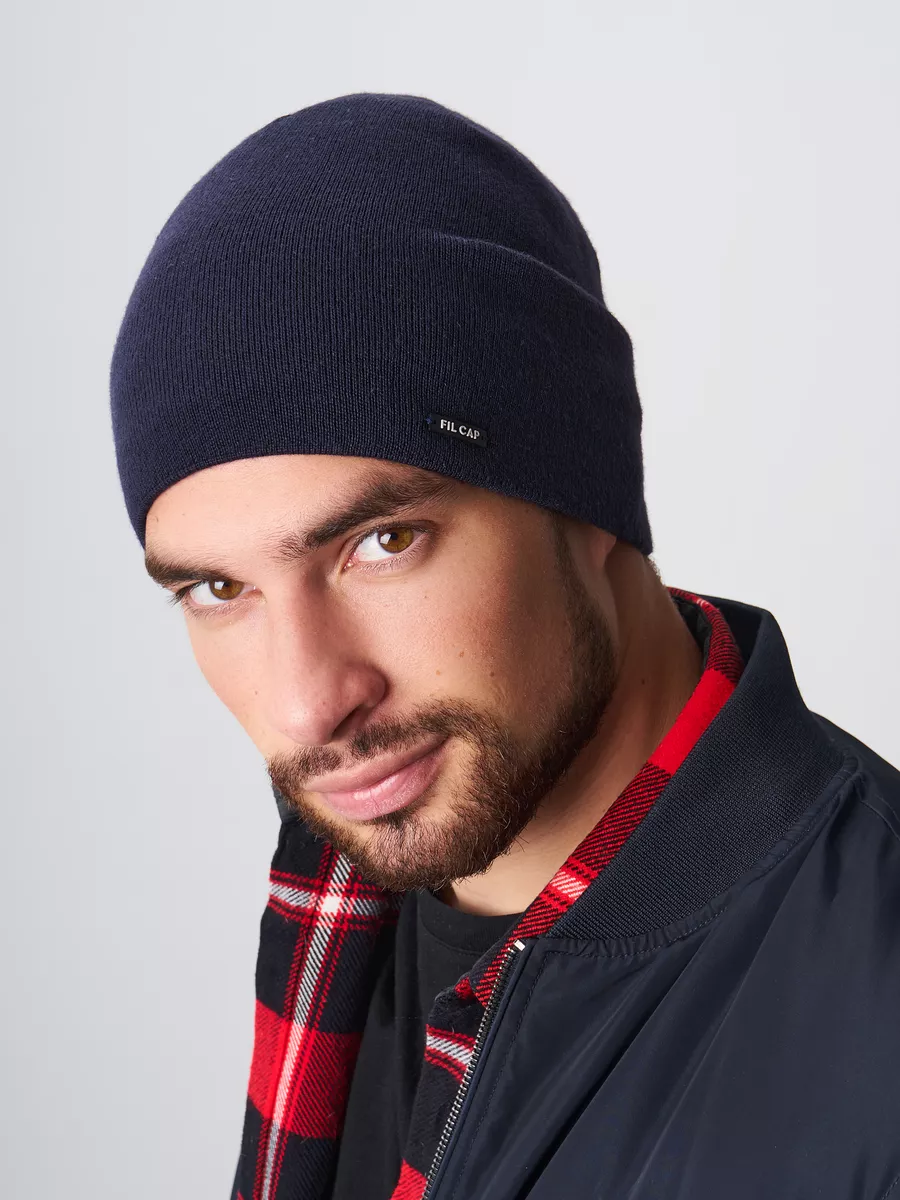 Шапка зимняя на флисе бини вязаная осень