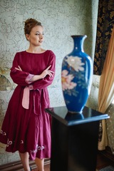 Анна. Платье льняное с вышивкой под пояс PL-422617