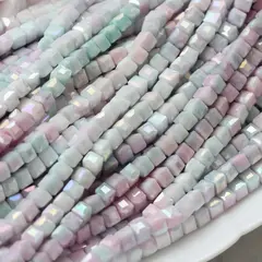 Хрусталь (стекло) граненный, кубик, лилово-голубой градиент, 6 мм, 1 нить, К236