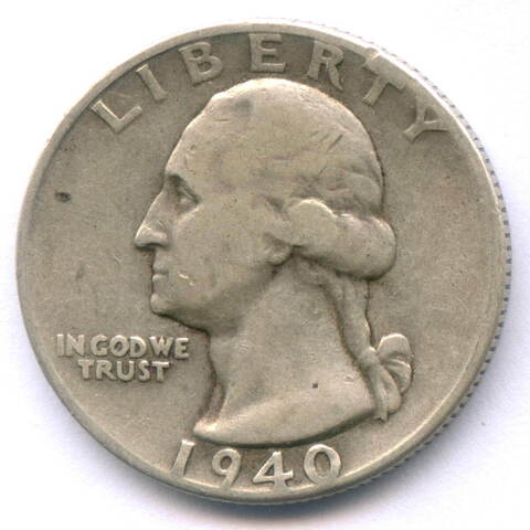 1/4 доллара 1940 (S). США. Серебро F-VF