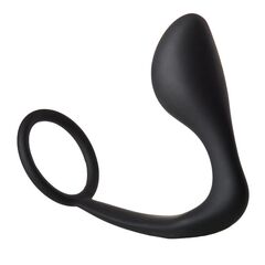 Черное эрекционное кольцо с анальной пробкой Anal Plug With Cockring - 