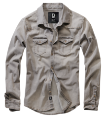 Brandit RILEY DENIM SHIRT LONG SLEEVE grey denim