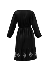 ❀ Римма. Платье из чёрного льна с вышивкой PL-421163-04