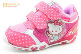 Светящиеся кроссовки для девочек Хелло Китти (Hello Kitty) на липучках, цвет розовый, мигает картинка сбоку. Изображение 1 из 15.