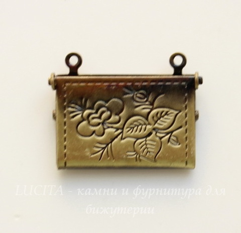 Подвеска - медальон "Сумочка" 21х17 мм (цвет - античная бронза) ()