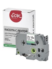 Кассета с лентой S'OK by Sakura Printing TZE745 для Brother,  белый на зеленом, 18мм, 8м , наклейка