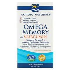 Nordic Naturals, Omega Memory с куркумином, 1000 мг, 60 мягких желатиновых капсул