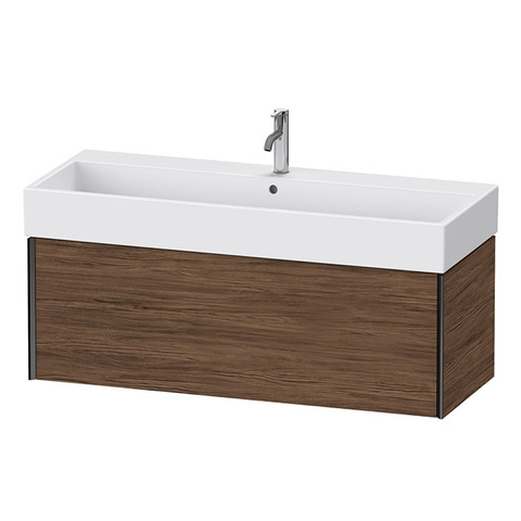 Duravit XViu Тумба подвесная 397x1184x454мм, для раковины #235012, 1 ящик, цвет: walnut dark/черный матовый XV42380B221