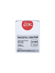 Кассета с лентой S'OK by Sakura Printing TZEM951 для Brother P-Touch, черный на серебристом, 24мм, 8м, наклейка