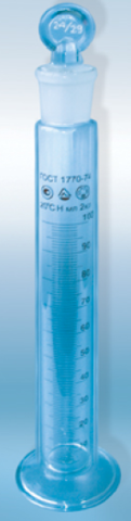 Цилиндр 2-10-2 ГОСТ 1770-74 с пришлифованной пробкой и стеклянным основанием