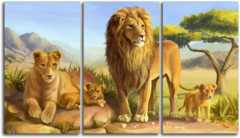 Модульная картина "Семейство львов"