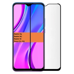 Защитное стекло 6D с олеофобным покрытием для Xiaomi Redmi 9a, 9C, 9i и Poco C3, черные рамки, Veason