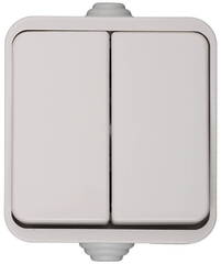 СВЕТОЗАР Баттерфляй, IP44, 16 A/~250 В, двухклавишный выключатель (SV-54334-W)