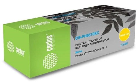 Картридж лазерный Cactus CS-PH6510C 106R03485 голубой (2400стр.) для Xerox Phaser 6510DN/WC 6515DN