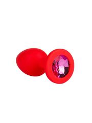 Красная анальная втулка с малиновым кристаллом - 7,3 см. - 