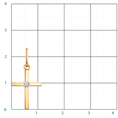 3354-Крестик из золота 585 пробы с фианитом