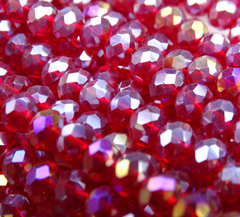 БП009ДС46 Хрустальные бусины "рондель", цвет: красный AB прозрачный, 4х6 мм, кол-во: 58-60 шт.