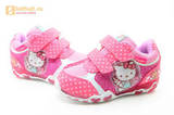 Светящиеся кроссовки для девочек Хелло Китти (Hello Kitty) на липучках, цвет розовый, мигает картинка сбоку. Изображение 10 из 15.
