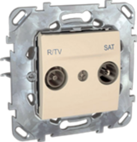 Розетка R-TV/SAT одиночная. Цвет Бежевый. Schneider electric Unica. MGU5.454.25ZD