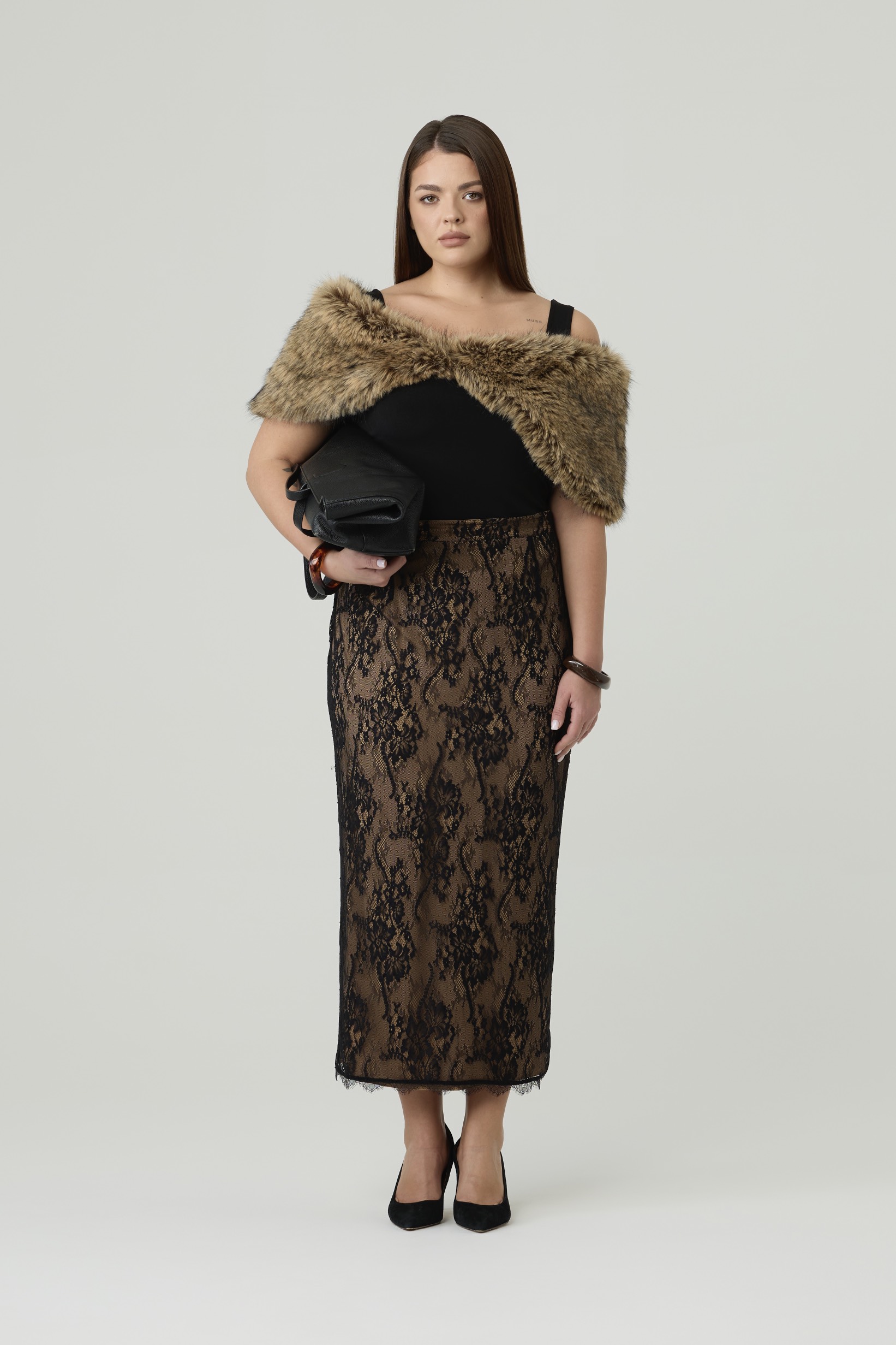 Меховая накидка из искуственного меха, рыжий