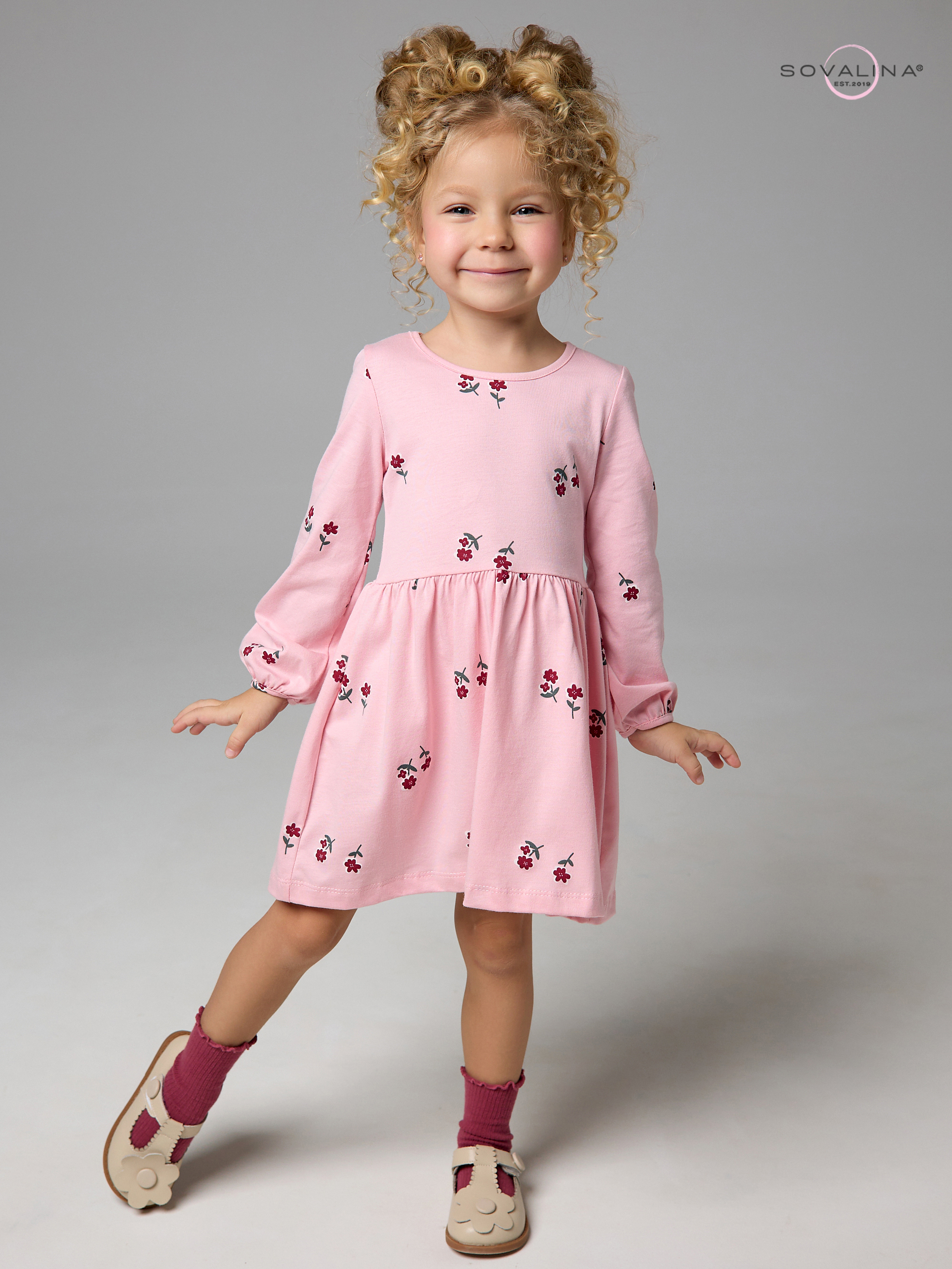 Платье Моана лютики роза