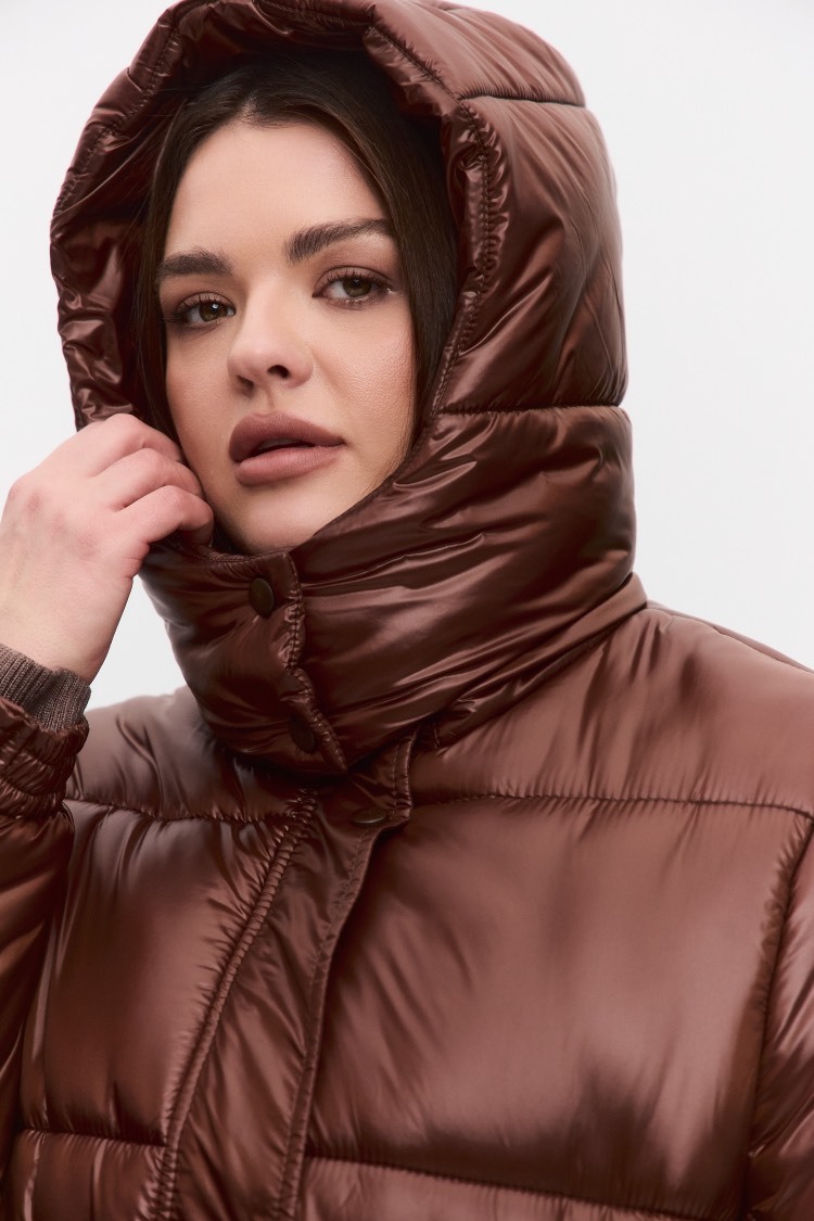 Куртка стеганая удлиненная, шоколад
