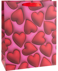 Пакет подарочный S вертикальный, Объемные сердца, 18*23*10 см (Д*В*Ш), 1 шт.