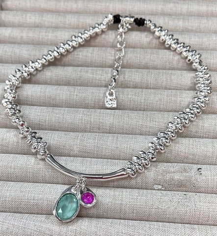 Колье UNO de 50 с двумя подвесками с цветными вставками