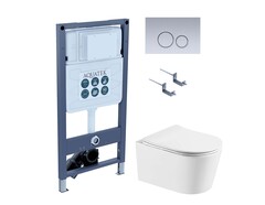 Aquatek SET Aquatek ОБЕРОН T PNS013 SET Aquatek ОБЕРОН T PNS013 (рама Aquatek INSP-0000001 с клавишей PNS-0000013 и крепежом KKI-0000002+унитаз ОБЕРОН AQ1365T-00, тонкое сиденье sc) фото