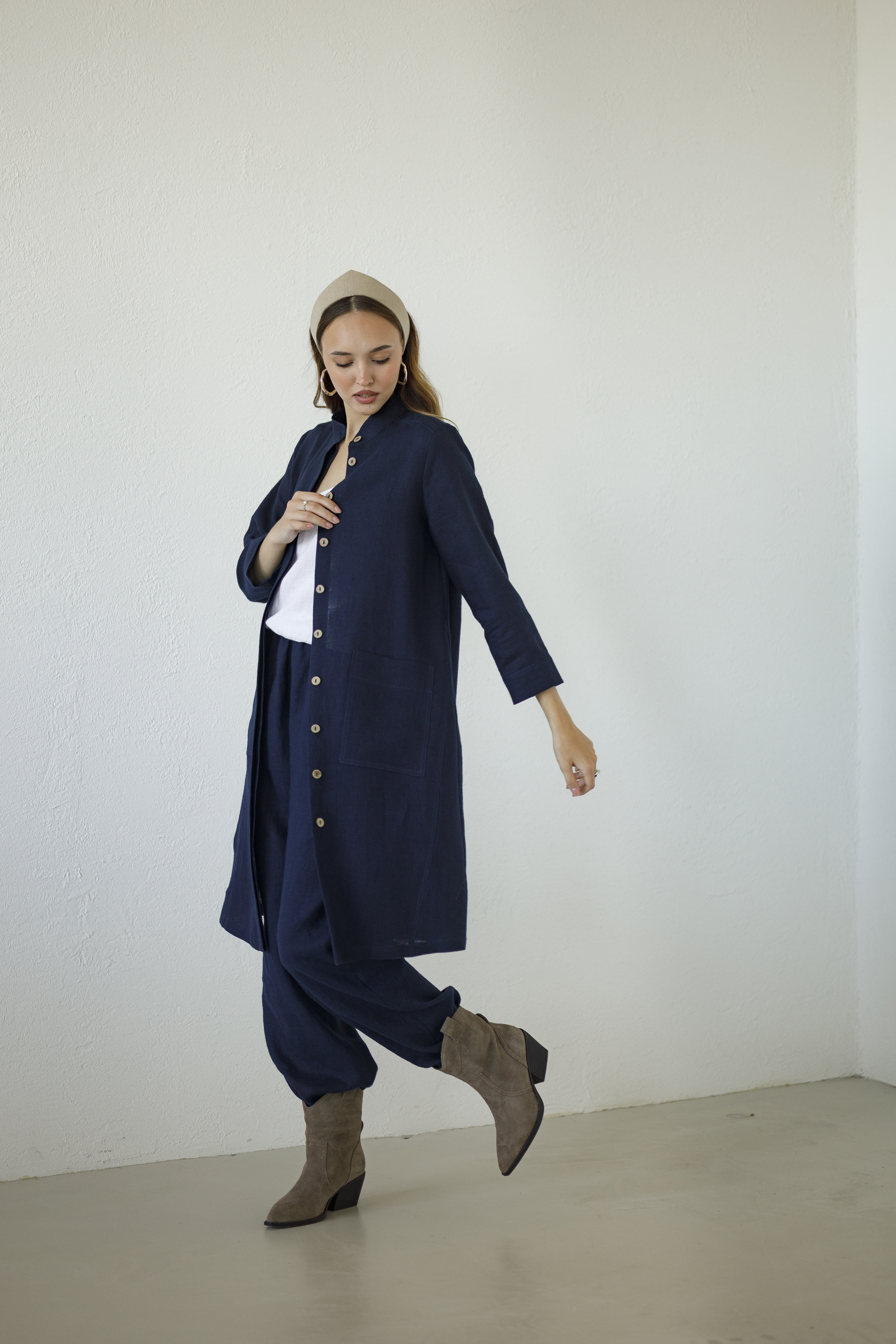 Платье миди льняное Бегония