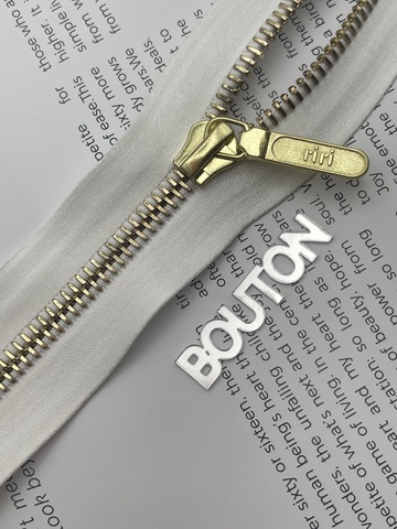 Молния металл, Gold, неразъёмная, на атласной тесьме, 6 мм, цвет 2101, белый